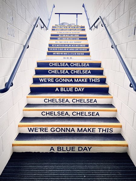 Chelsea Stadium, Stamford Bridge, stairs, Production de documentaires et films corporate UEFA. Série Life After Football, Noxediem, creative & production studio, Sébastien Reichenbach